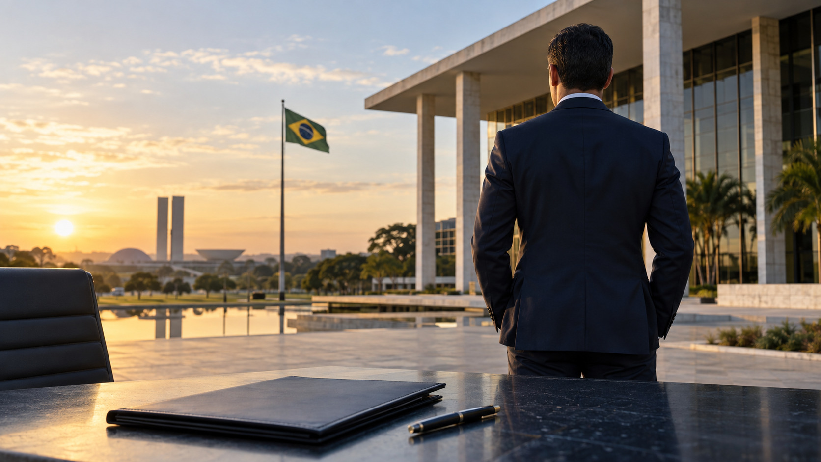 Agente federal diante de sistemas de análise de dados, em imagem editorial produzida para a Resumos 360.