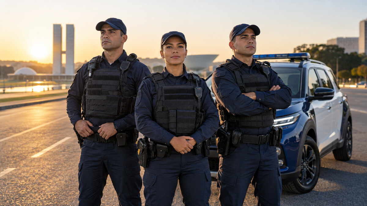 Policiais na esplanada dos ministérios de Brasília/DF - Imagem do Editorial